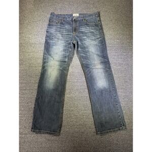 Aeropostale Mens Straight Leg Jeans Medium Wash Blue Denim 36x30 Casual Faded
